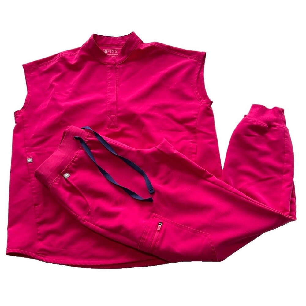 Figs Women's Ultra Rose Scrub Set Size XXS Rafaela Top & XS/P Zamora Jogger